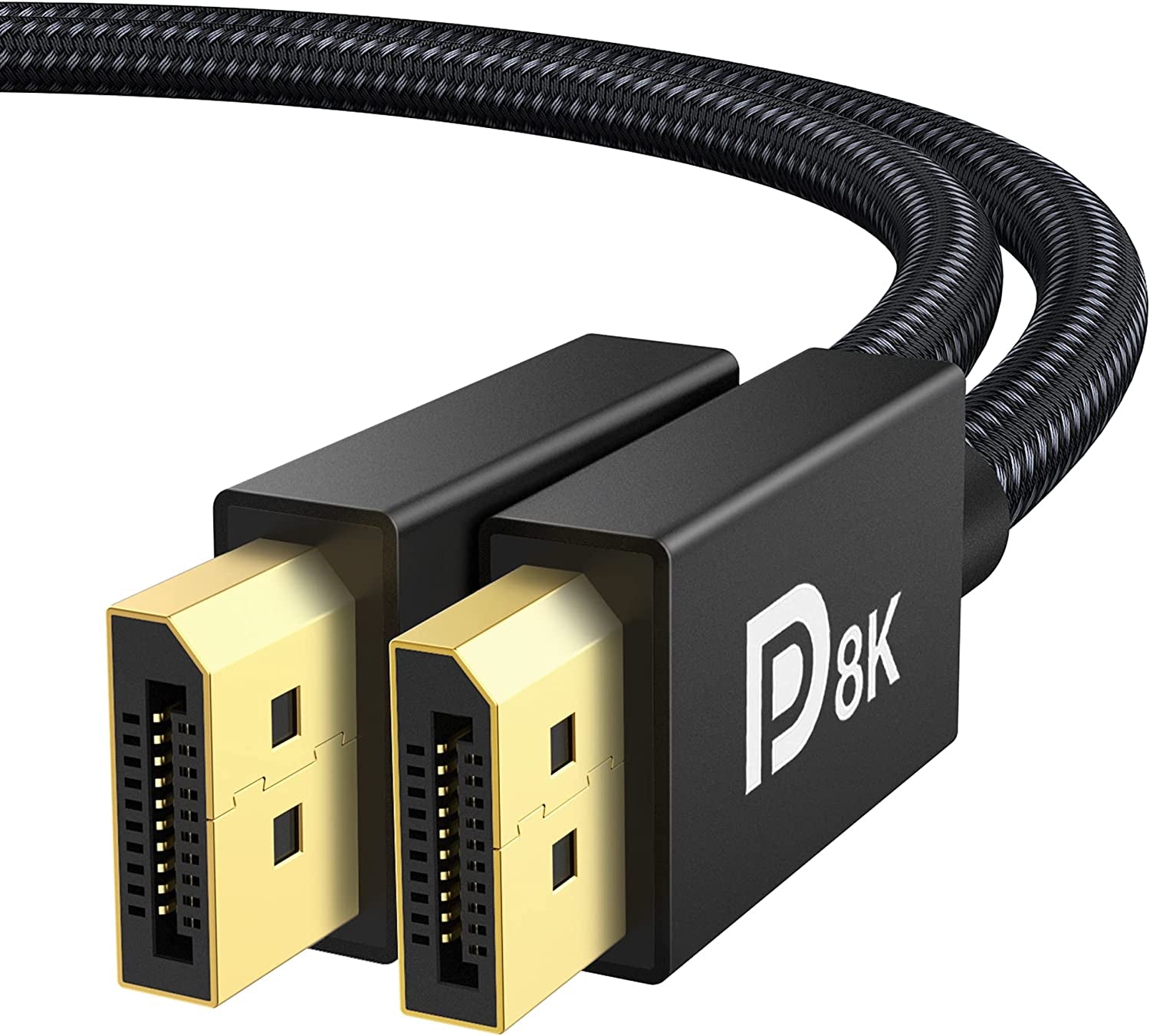 8K VESA Certified Displayport Cable 1.4,  DP Cable 6.6Ft (8K@60Hz, 4K@144Hz, 2K@240Hz)Hbr3 Support 32.4Gbps, HDR, HDCP 2.2, Freesync G-Sync, Braided Display Port for Gaming Monitor, Graphics, PC
